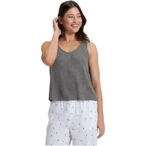 Auden™ Women's Plus Size Cozy Ribbed Pajama Tank Top Gray Size 2X